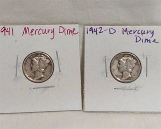 1941 and 1942 Mercury dimes