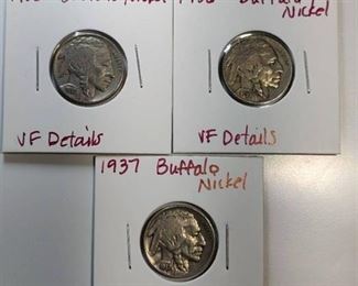 1935, 1936 and 1937 Buffalo nickels