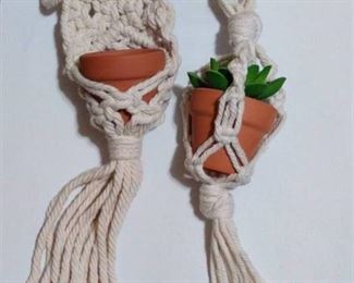 2 Mini Macrame Plant hangers