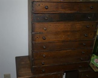 Antique 8 drawer wood jewelry chest