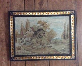 OIL PAINTING OF AND FARM. VERY OLD 