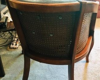 Mid Century Double cane and upholster pair of chairs 3JPG