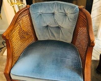 Mid Century Double cane and upholster pair of chairs 4JPG