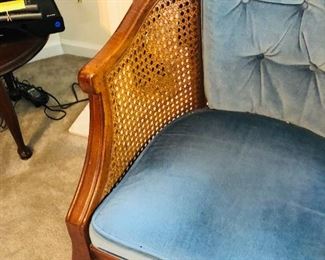 Mid Century Double cane and upholster pair of chairs