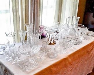 CRYSTAL & GLASS: Unique and special serving pieces; decorative and vintage items & stems to include Depression Era; EAPG Collection–Unique American Glasses 