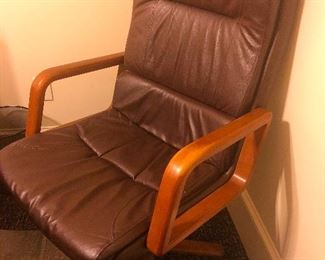  This a MCM leather curved wood handle office chair you need this