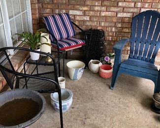 Outdoor seating, pots, planters