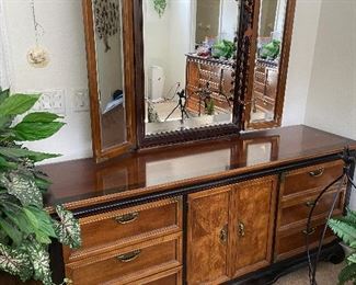 Broyhill Oriental style Dresser/Mirror