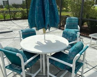 White PVC Patio Furniture with umbrella