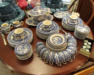 Blue Willow fine china set from Japan & a stunning English soup tureen. 
