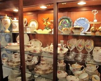 Large collection - 104 pc. Old Country Roses bone china / 110 pc. Theo Haviland New York China. Both are complete and in excellent condition.  Also a cute Japanese tea set, carnival glass plate, & more.