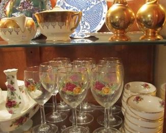 Large collection - 104 pc. Old Country Roses bone china / 110 pc. Theo Haviland New York China. Both are complete and in excellent condition.  Also a cute Japanese tea set, carnival glass plate, & more.