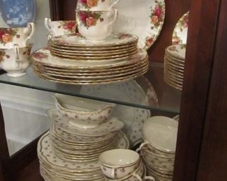 Large collection - 104 pc. Old Country Roses bone china / 110 pc. Theo Haviland New York China. Both are complete and in excellent condition.  Also a cute Japanese tea set, carnival glass plate, & more.