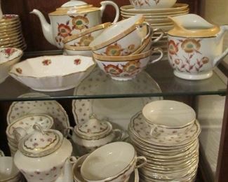 Large collection - 104 pc. Old Country Roses bone china / 110 pc. Theo Haviland New York China. Both are complete and in excellent condition.  Also a cute Japanese tea set, carnival glass plate, & more.