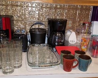 Lots of great kitchen items including correlle, pyrex, fire king,  