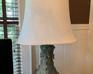 Vintage Metal Two Bulb with Pull Chain Table Lamp