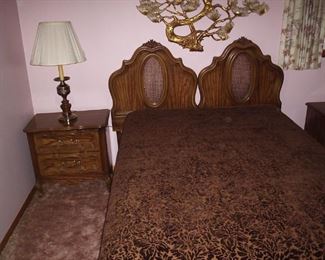 brown bedroom set and nightstand