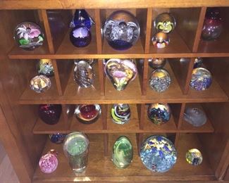 Glass paper weights.  Some marked and some not.