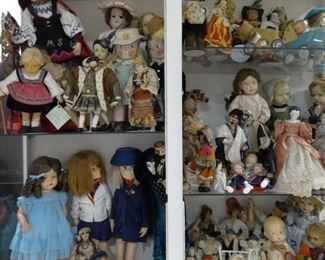 Large Doll Collection - Lenci,  Antique Bisque, China Heads, Half Dolls, Composition and Vintage dolls plus many more!!