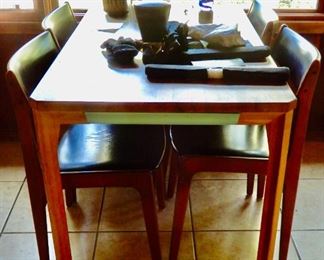 GREAT KITCHEN TABLE WITH SLIDE OUT DRAWER-- $350.   AND DANISH MODERN CHAIRS