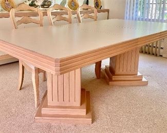 0's Vintage Double-Extension Dining Table in Blonde Wood Base w/Beige Formica In-Laid Top - EXCELLENT CONDITION -

 ((68"L x 44"W x 30"H) Each Extension adds 18" in Length with Total Extension at 104") Seating between 6-10 