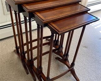 Antique Mahogany Nesting Tables - Set of 4 (Max 18.5W x 12"L x 26"H)