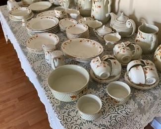 , vintage set of dishes and serving pieces of Superior Hall Quality Dinnerware “Autumn Leaf” - Mary Dunbar Jewel