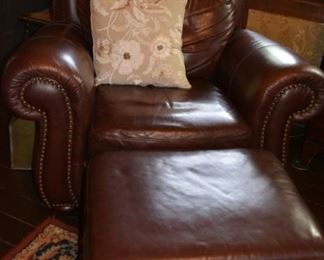 Nice leather chair and ottoman