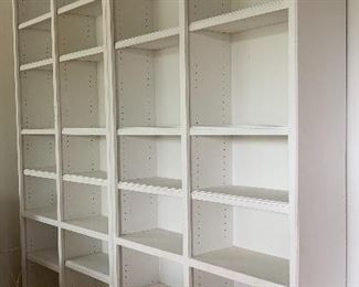 Bookcases 4 each (doubles). PLEASE BRING A LADDER TO UNSCREW FROM WALL!!!