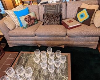 SECOND HALF OF SECTIONAL SOFA, MORE WATERFORD STEMWARE