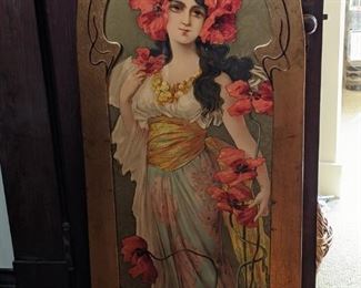 Mary Golay (British, 1869-1944) Art Nouveau Lithograph in Decorative Panel, c.1899