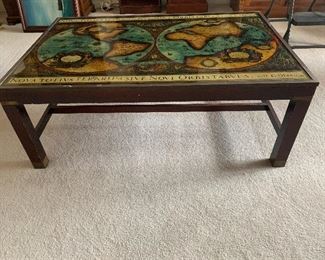 Vintage Campaign Map Coffee table (brass edging)