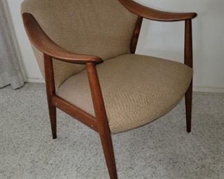 $600.00 each, Gerhard Berg MCM chair reupholstered with period wool fabric, excellent condition, 2 available 