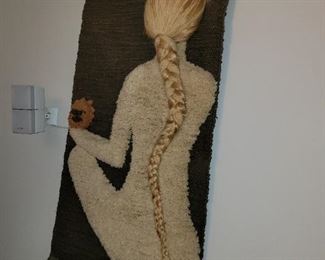 $50.00, MCM Nude Fiber art weaving 21 x 42"