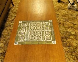 $800.00, MCM Danish Modern Rosewood Coffee Table by Johannes Andersen Royal Copenhagen tiles 67 x 23 x 19"T