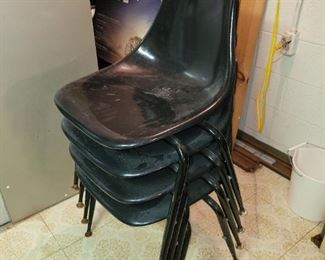 $80.00, 4 Vintage unmarked Fiberglass Scoop chairs vg condition some rust on chrome and a repair on one seat