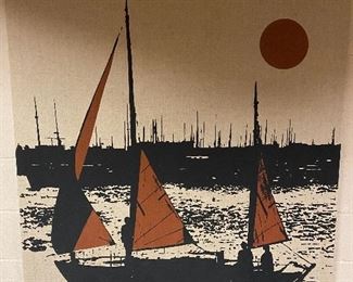 Large Cloth Wall Hanging~Sailboat