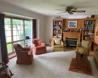 Accent Chairs, Books, Coffee Table