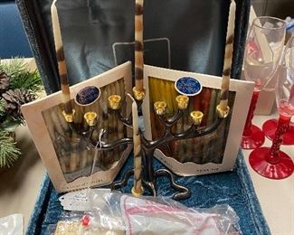 Vintage Tree of LIfe Hanukkah Menorah in case