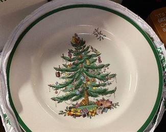 Spode Christmas Plates, cups & wine glasses