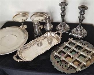 Silver Serving and Candlesticks
