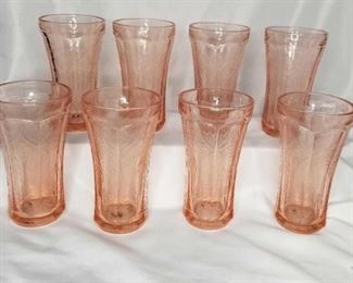 Pink Depression Glass Ice Tea Glasses
