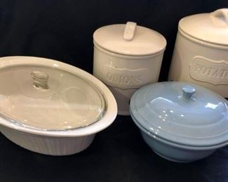 Fiestaware Casserole Dishes with Canisters
