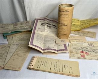 Antique Bank and Life Insurance Papers
