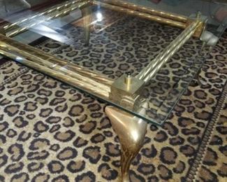 Glass and Brass Coffee Table
