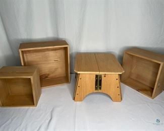 Wooden Boxes and Stool

