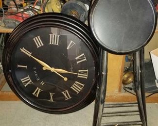 Large Clock and Bar Stools
