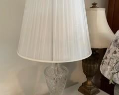 Traditional Glam Luxury Table Lamp Clear Glass Urn Brass Gold Metal White Cream Bell Shade Decor for Living Room Bedroom House Bedside Nightstand Home Office Family