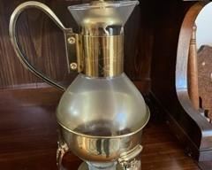 VINTAGE Princess House Brass & Crystal Coffee Tea Pot Carafe W/Warmer Holder 14"