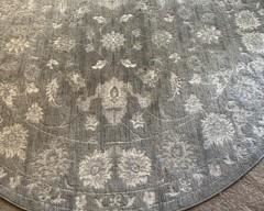 Rugs.com Boston Collection Rug – 8 Ft Round Gray Low-Pile Rug Perfect for Kitchens, Dining Rooms